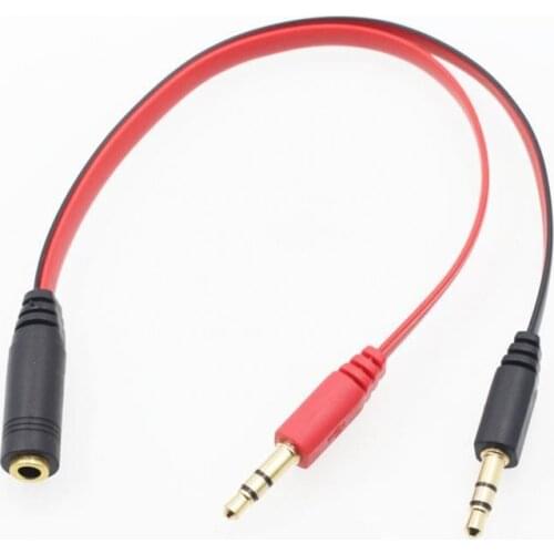 1 Female to 2 Male 3.5mm Plug Audio Cable Headphone Computer Connected Cord