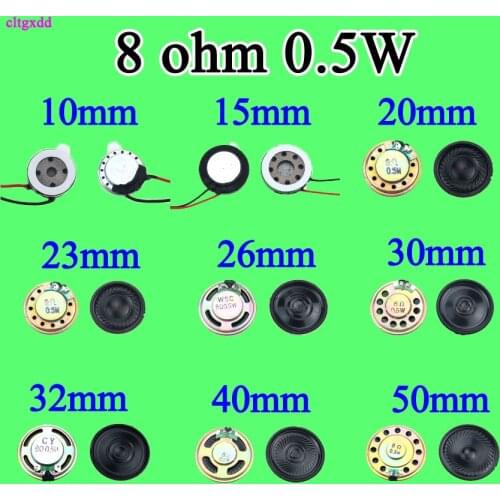 2pcs New Ultra-thin Mini speaker 8 ohms 0.5 watt 0.5W 8R speaker Diameter 10 15 20 23 26 30 32 40 50 mm 4CM thickness 6 4 3MM