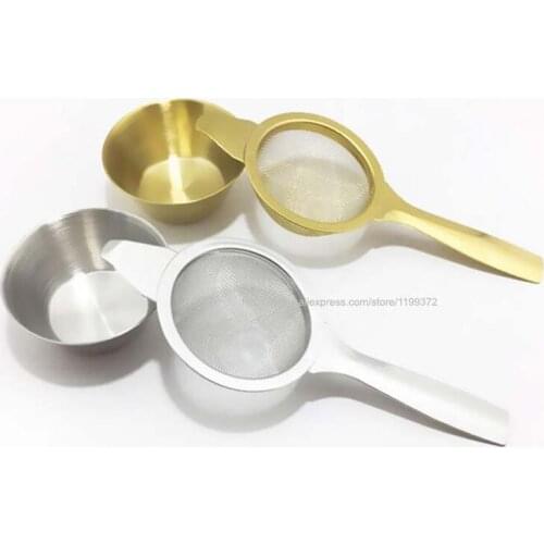100pcs Stainless Steel Tea Strainer Filter Fine Mesh Infuser Coffee Cocktail Food Reusable Gold Silver Color DHL FEDEX