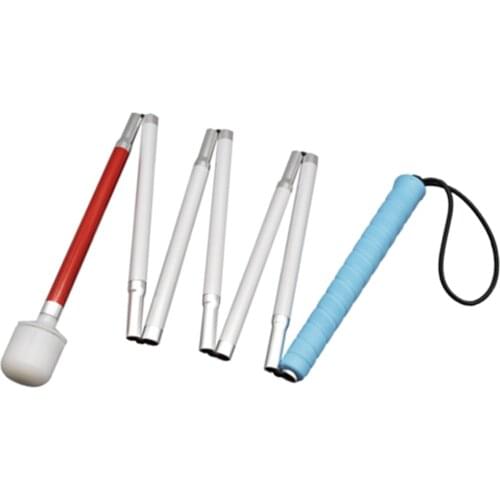 125cm, 130cm, 135cm, 140cm,145cm,150cm,155cm, Aluminum White Cane with Blue Handle for the blind (folds down 7 sections) 7XU-BLK