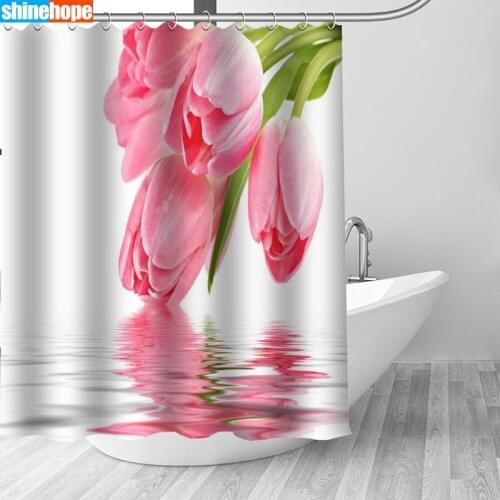 150x180CM Nordic Pictures Polyester Waterproof Tulip Flower Shower Curtains High Quality Bath Curtain In The Bathroom