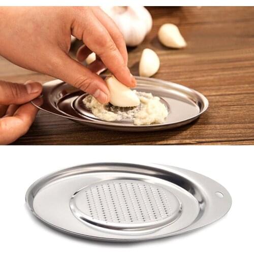 5Sizes Stainless Steel Ginger Garlic Grater Crusher Spoon Tray Grinding Kitchen Tool