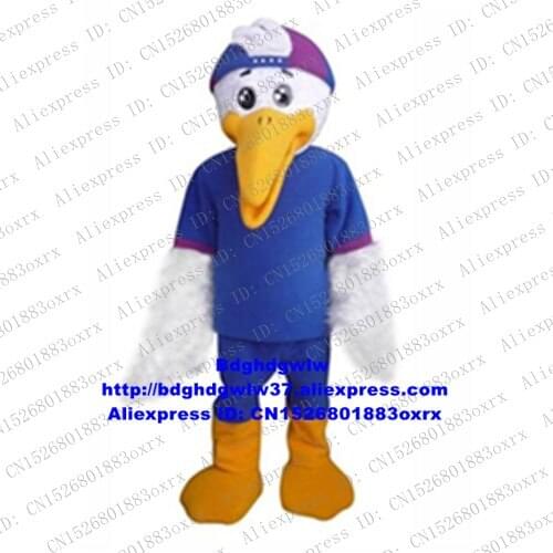 White Blue Snow Goose Seagull Sea Gull Sea Mew Bird Mascot Costume Cartoon Character Business Street Welcome Newcomers zx2469