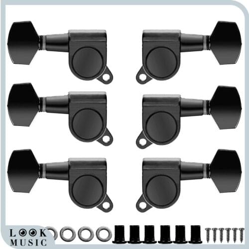 3L 3R Black Guitar Tuning Pegs Tuners Machine Heads Metallor Guitar Gear Ferrules Mounting Screws Bushings For Acoustic Classic