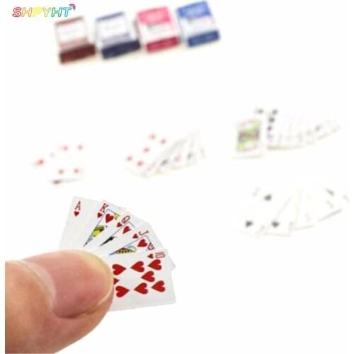 For 1:12 Dollhouse Mini Poker Home Decoration Poker Cards Playing Games Specification: 15*10mm Material: paper