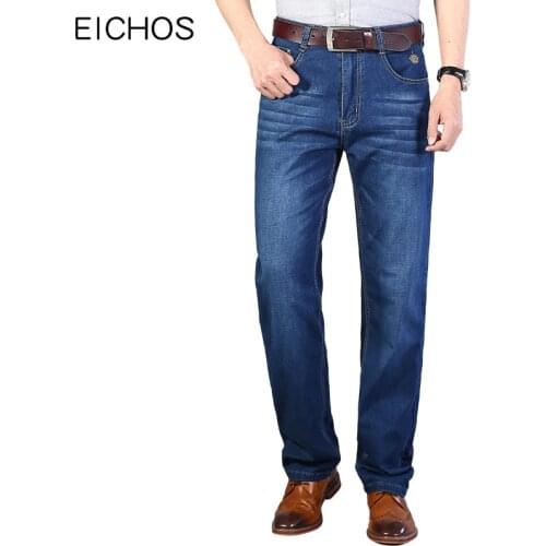 2020 Summer New Men Jeans Thin Style Business Casual Stretch Slim Denim Pants Blue Trousers Male Jean Regular Overalls
