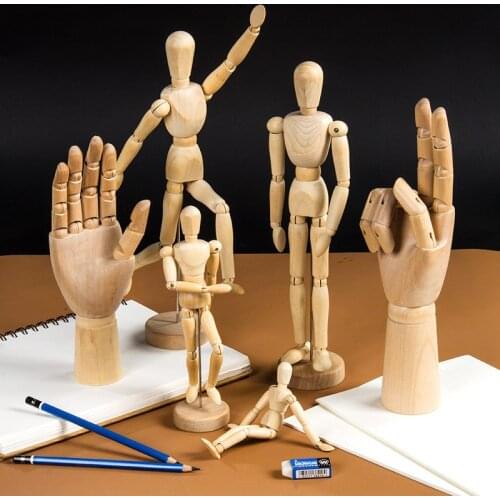 Figures Home Decor Artist Models Jointed Doll Drawing Sketch Mannequin Model Movable Limbs Wooden Hand Body Draw Action Toys