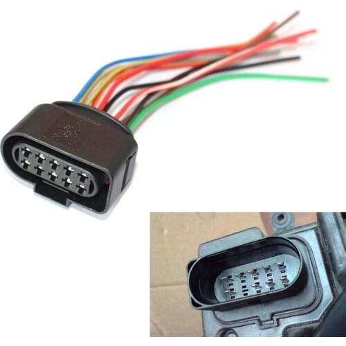 Halogen Headlight Front Lamp Connector 10 Pin Fit for AUDI VW SKODA 1J0973735