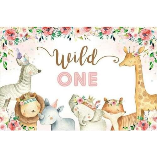 Wild One Animals Beauty Flower Backdrop Photography Background Celebration Photo Booth Studio Decor