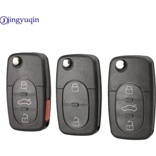 Jingyuqin 10p Flip Remote Car Key Shell Styling For Audi A2 A3 A4 A6 A8 TT Uncut Fob Case Cover 2/3/4 Buttons CR2032
