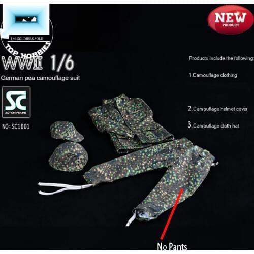 1/6 Scale Military WWII German Norman Pea Camouflage Uniform M43 Coat pants Helmet Cover Hat forward Cap Clothes Suit 12“Soldier