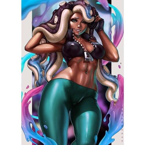 Sexy Octopus Squid Girl Marina Canvas Paintings Custom Print Japanese Anime Video Game Posters Wall Art Pictures for Bedroom