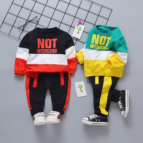 Newborn Baby Boy Clothes Sets Striped Long Sleeve Letter T-Shirt+Pants 2PCS Brand Kids Cotton Suit Infant Girl Sport Jogging