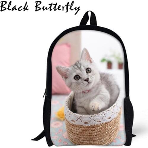 Black Butterfly Korean Primary School Bag 2020 Fashion With Cute Cat Backpack Girls Orthopedic Printed Schoolbag Mochila