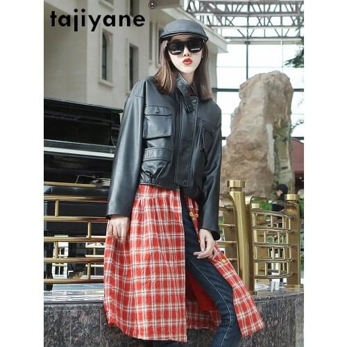 Leather Genuine Short Jacket Woman Biker Jackets for Women 100% Sheepskin Coat Female Spring 2021 Veste Femme Pph4584