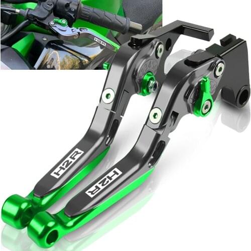 H2R LOGO Motorcycle Accessories Extendable Adjustable Foldable Handle Levers Brake Clutch For Kawasaki H2 / H2R 2015 2016