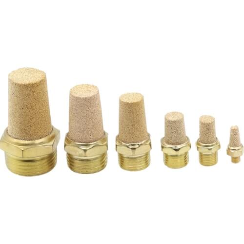 Copper fitting M5 1/8" 1/4" 3/8" 1/2" Pneumatic Brass Exhaust Muffler Pneumatic Silencers Fitting Noise Filter Reducer Connector