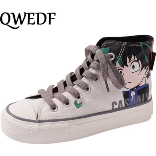 Fashion Women Sneakers Casual Shoes Vulcanized shoes Flats white high cut Canvas shoes Skateboard casual shoes Anime Wild X3-89