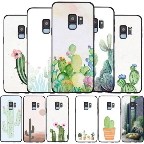 Pastel Cactus Art Print Soft Case For Samsung S20 S10 S9 S8 S7 S6 EDGE Plus Lite For Note 8 9 10 Cover A7 A8 A9 black Cases