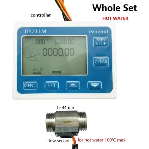 Hot Water Set US211M Digital Water Flow Meter Hall Water Flow Sensor Reader with SUS304 Stainless Steel USS-HS21TI 1-30L/min