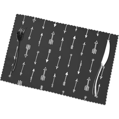 Set of 6 Arrow Background Retro Pattern Placemats for Dining Table Place Mat in Kitchen Accessories Cup Wine Mat