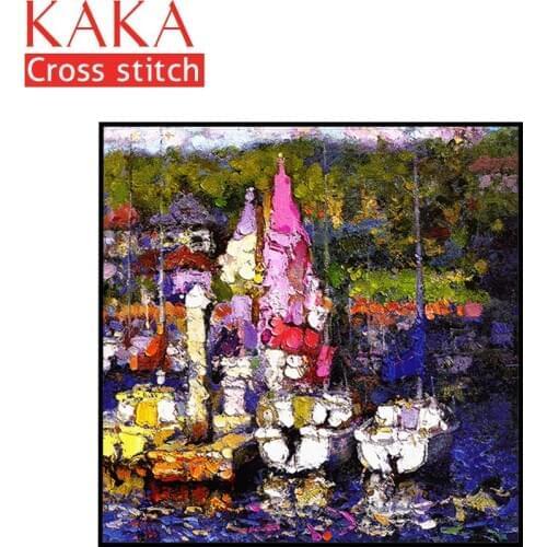 Cross stitch kits,Embroidery needlework sets with printed pattern,11CT-canvas for Home Decor Painting,Landscape Full NCKS010