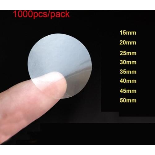 1000PCS PVC Self Adhesive Clear Label Sticker Round Transparent Wafer Gloss File Bags Sealing Office Accessory Craft Tools