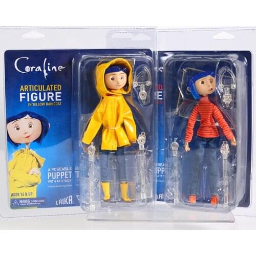 NECA Coraline in Striped Shirt / Yellow Raincoat Action Figure Cartoon Character Model Toy
