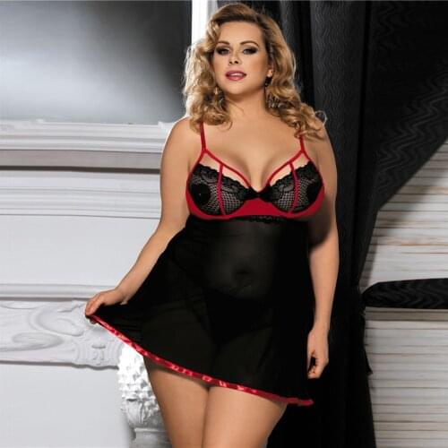 Babydoll dress 7XL/6XL/5XL plus size lingerie lace lenceria sexy tallas grandes RW80245 transparent sexy nightgowns sleepwear