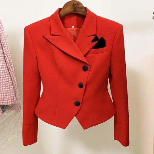 2021 Spring New Designer Womens slim blazers jackets Hot Fashion red color short coat C847