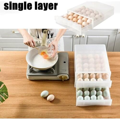 Single layer 30 Grid Egg Container Refrigerator Storage Box Crisper Storage Box Egg Storage Drawer Practical Kitchenware