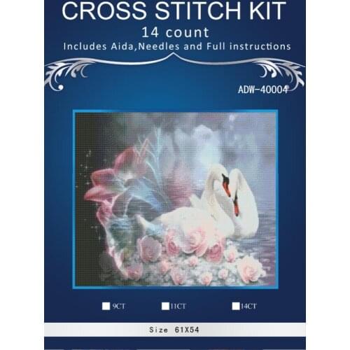 -Oneroom 61-54 Swans Counted Cross Stitch Cross Stitch 14CT Cross-Stitch Kit Handmade Embroidery Needlework
