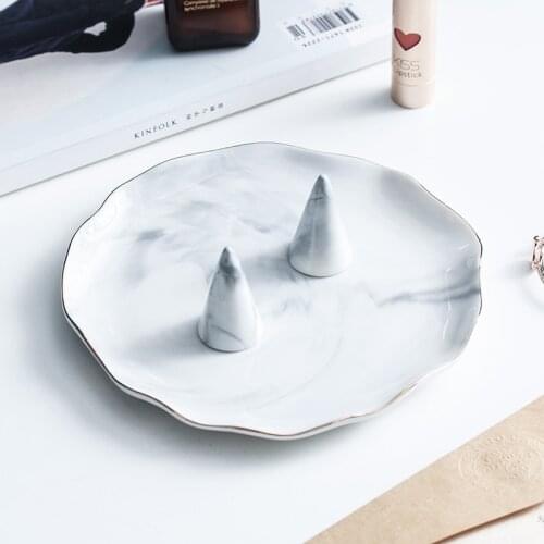 Ceramic Ring Rest Pink Grey Bracket Jewelry Tray Display Stand Necklace Storage Decoration Crafts