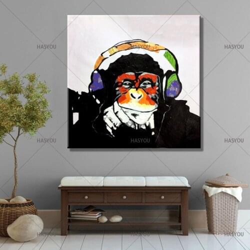 Selling Modern Abstract Oil Painting Animal Pictures Handpainted orang hear music wall Art on Canvas For Home Decor wedding gift