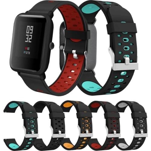 20mm Soft Breathable Silicone Watch Band Strap For Amazfit Bip Rubber Replacement Wristband For Galaxy Watch Active Bracelet
