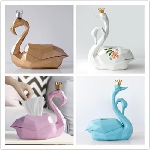 Nordic Geometry 3D Flamingo Tissue Box Creative Taper Box napkin carton living room simple desktop receiving box Swan ornaments