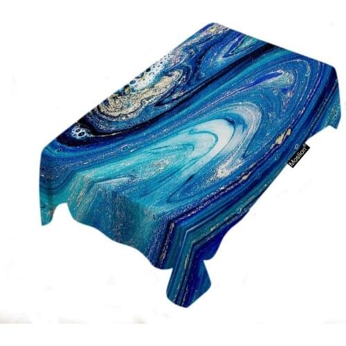 Abstract Ocean Tablecloth Swirls of Marble The Ripples of Agate Beautiful Blue Paint Table Cloths
