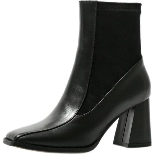 SKLFGXZY New autumn/winter 2020 Genuine leather Womens boots Fashion boots High heels ankle cowhide Womens shoes