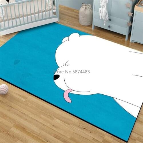 Modern Cartoon Cute Tongue Out Cute White Bear Blue Bottom Kitchen Living Room Bedroom Bedside Carpet Floor Mat
