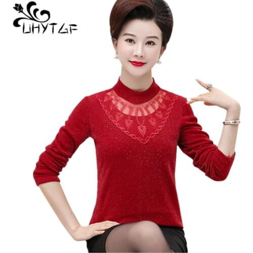 UHYTGF Women T-shirt Plus velvet thick warm winter tshirt long-sleeved pullover casual top female elastic loose women clothes659