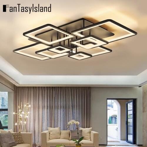110V 220V Smart Led Ceiling Lamp For Living Room Kitchen Dinning Room Individual Modern Black Square indoor Lighting Fixture