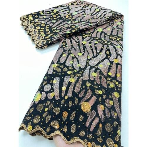 XIYA Sequins African Lace Fabric French Lace Fabric High Quality Nigerian Tulle Lace Fabric For Party Sewing Fabrics 4087B-2