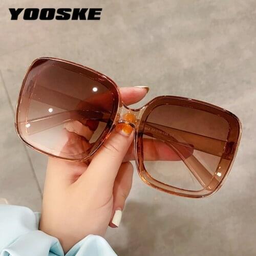 YOOSKE 2021 Oversized Sunglasses Women Fashion Square Eyeglasses Ladies Brand Design Black Green Glasses Big Frame UV400