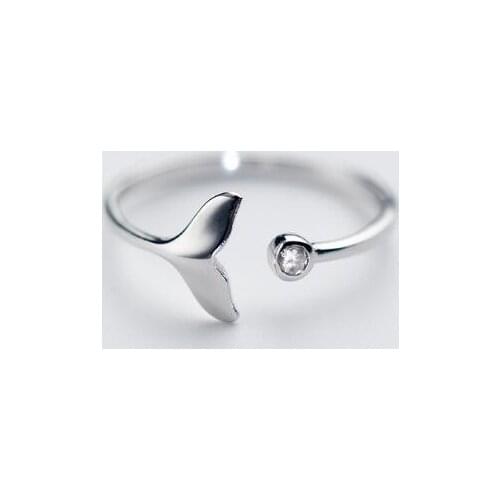 100% Authentic REAL.925 Sterling Silver Fine Jewelry Mermaid Tail Rings WITH zirconia for Child girlfriend gift GTLJ1433