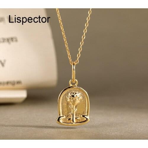 Lispector 925 Sterling Silver Bell Shape Rose Flower Pendant Necklaces for Women Elegant Romantic Necklace Female Jewelry Gifts