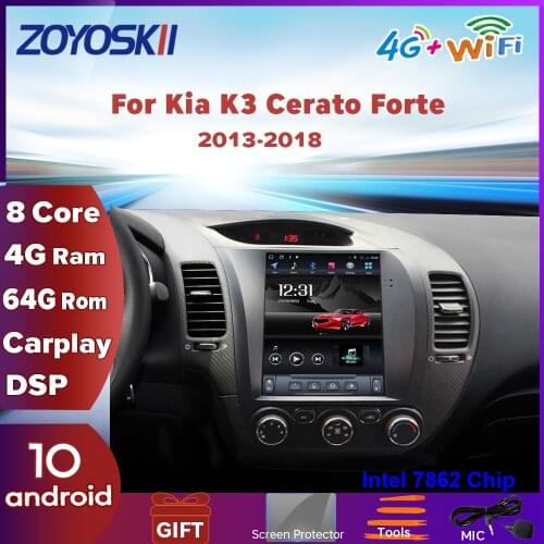 ZOYOSKII Android 10 10.4 inch vertical Tesla Style car GPS multimedia radio navigation player for Kia CERATO K3 FORTE 2013-2017