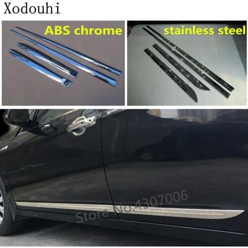 Car styling side Door trim Strip Molding frame Stream lamp panel bumper hoods 4pcs For Toyota Vios/Yaris sedan 2014 2015 2016
