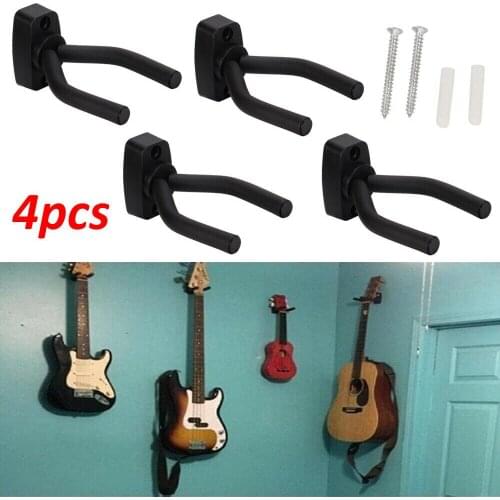 4Pcs Wall Mount Guitar Hanger Hook Non-Slip Holder Stand For Acoustic Guitar Ukulele Violin Bass Guitar Instrument Accessories