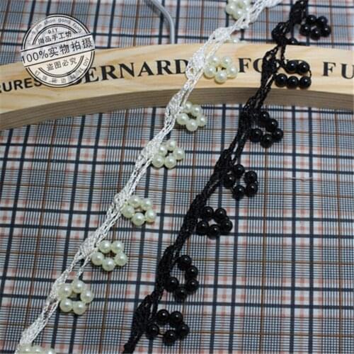 5yards Pearl Lace Collar Fabric Ribbon Trim DIY Embroidery Sewing Neckline Applique Fringe Craft Tassel Guipure Supply