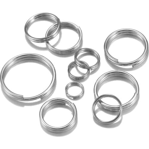 100pcs/lot 5-15mm Stainless Steel Double Loops Split Jump Rings Fit Key Chain Connectors For Jewelry Making Supplies Accessories